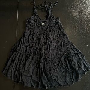 Wild Fable Black Cotton Tiered Ruffle Summer Spaghetti Strap Dress XS